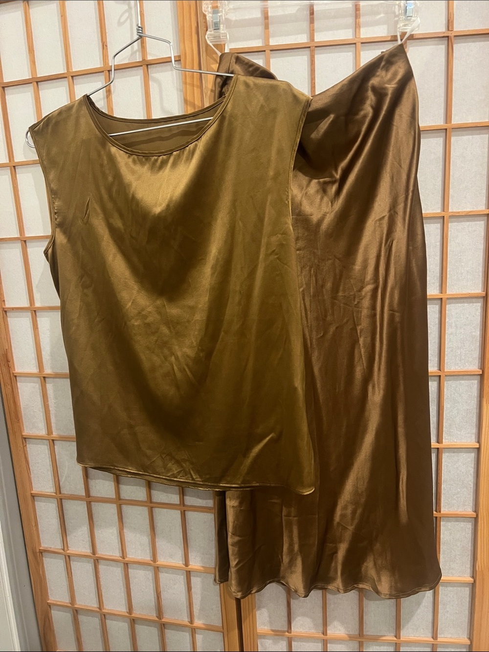 SilkSilky Bronze Mulberry Silk Skirt & Top Set Size M